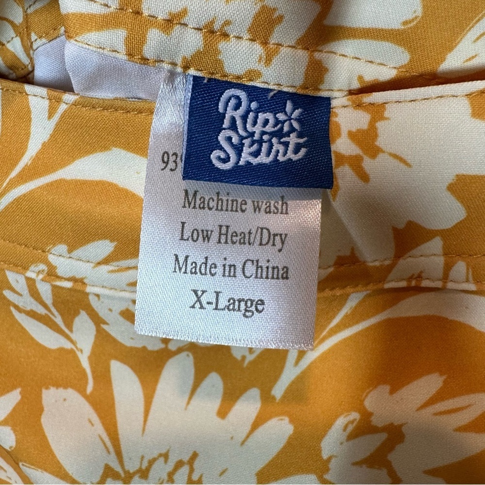 RIPSKIRT Women's XL Yellow Hawaiian Floral Wrap Skirt - Picture 2 of 6